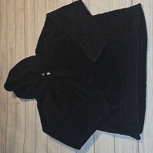 PINK Women's Quarter Zip Pullover Teddy Sweater Black Size L